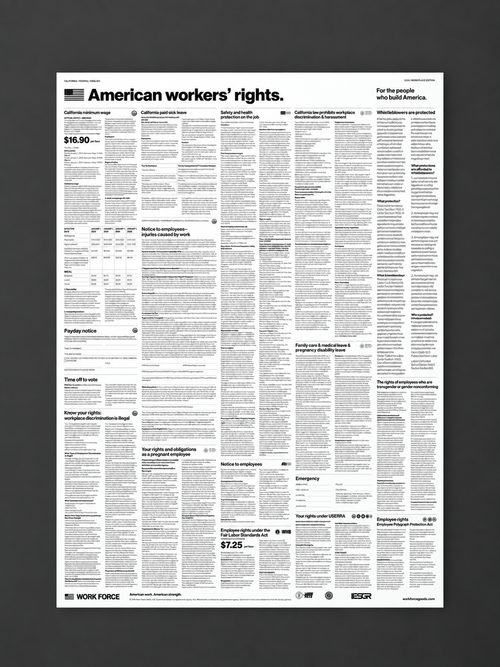 Front-facing mockup of the Modern White workplace poster against a dark wall